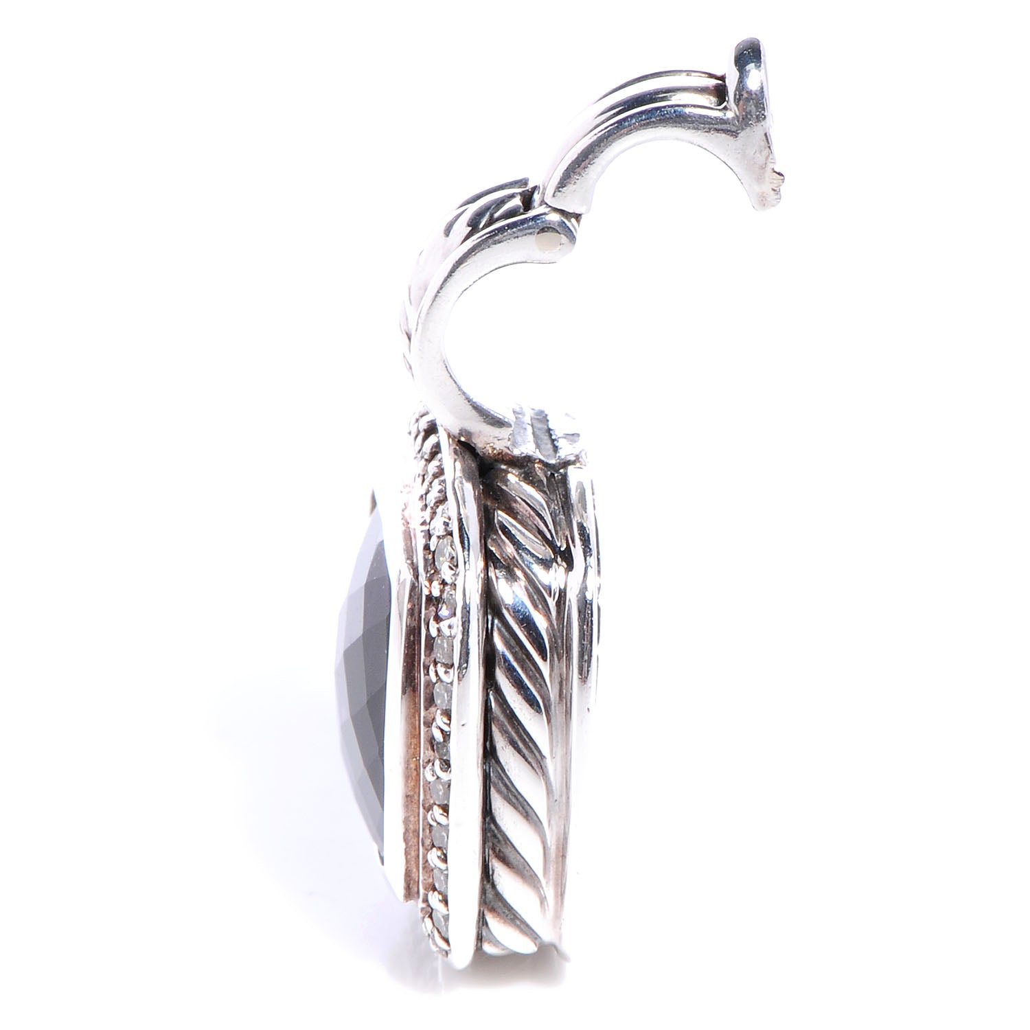 David Yurman Sterling Silver Diamond Amethyst 11mm Albion Pendant 5 of 6