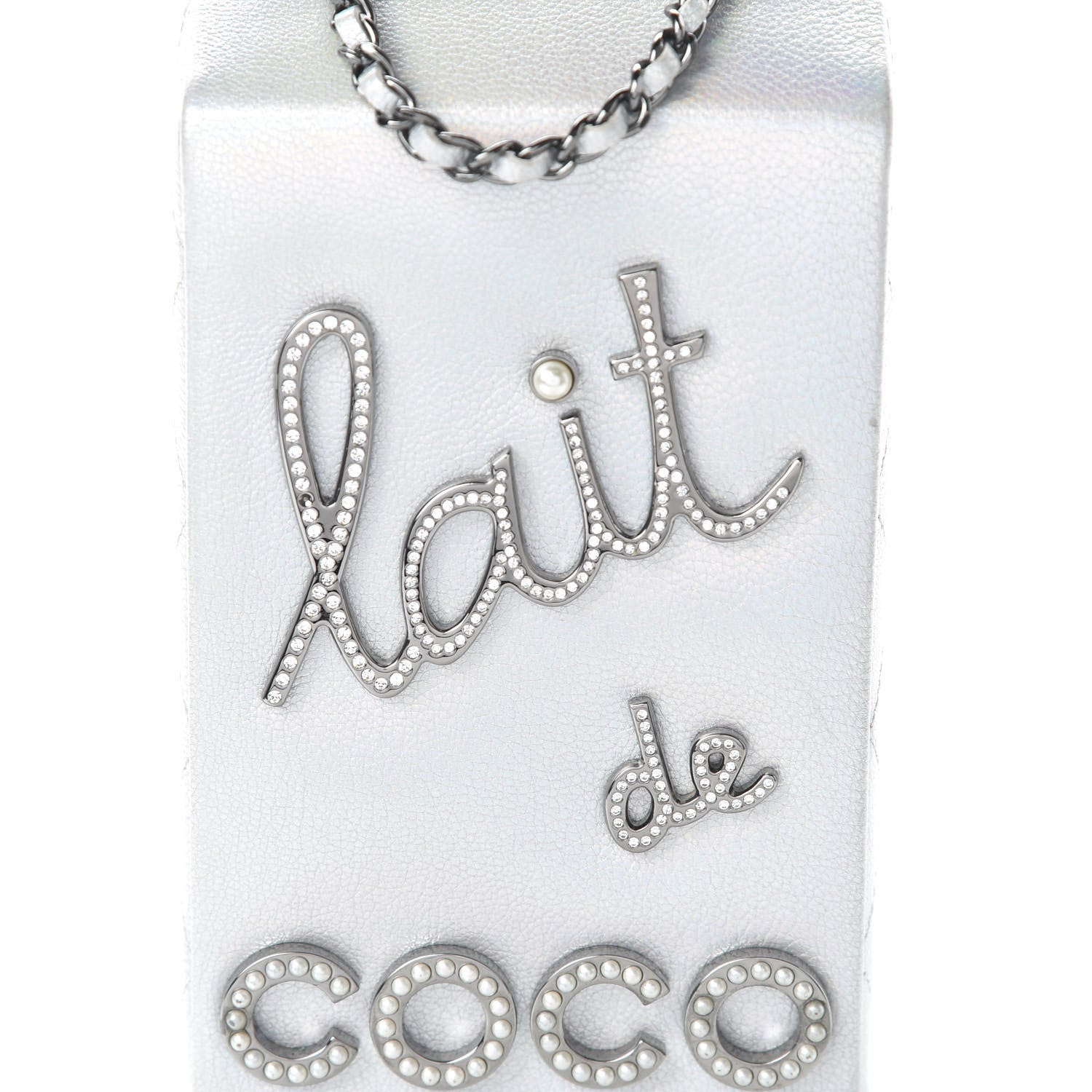Chanel Metallic Goatskin Lait de Coco Milk Carton Bag Silver 10 of 10
