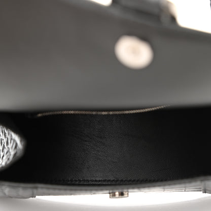Balenciaga Shiny Calfskin Crocodile Embossed Small Hourglass Top Handle Bag Dark Grey 5 of 10