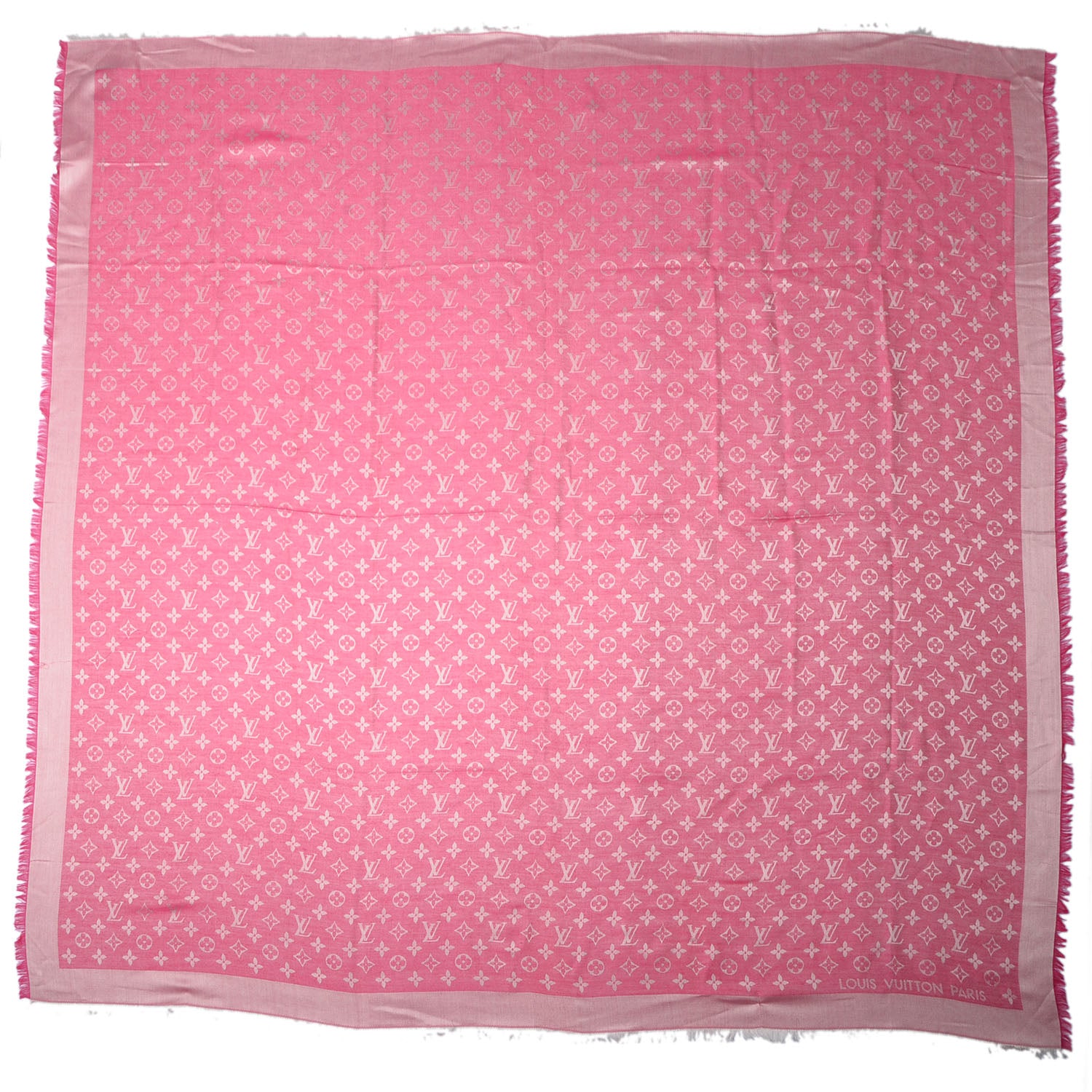Louis Vuitton Wool Silk Monogram Denim Shawl Pivoine 3 of 5
