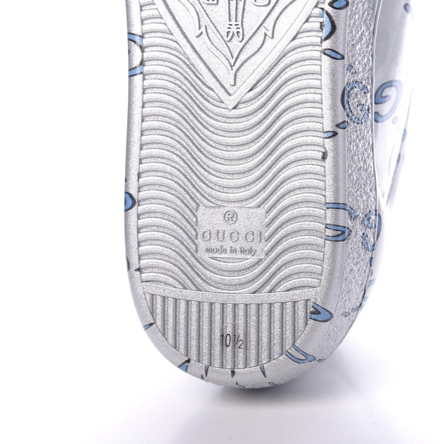 Miro Rubber Wax GucciGhost Print Mens New Ace Sneakers 10.5 Silver