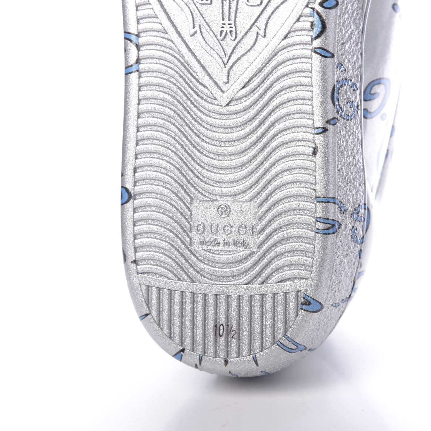 Gucci Miro Rubber Wax GucciGhost Print Mens New Ace Sneakers 10.5 Silver 8 of 11