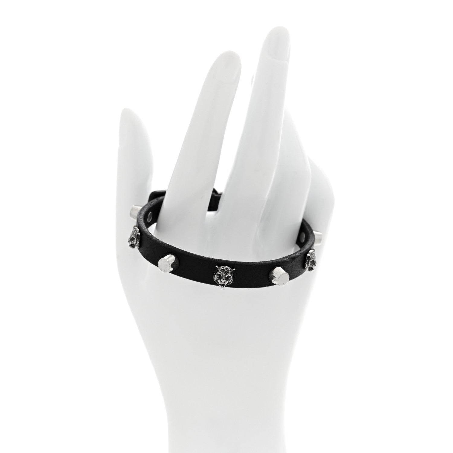 Gucci Calfskin Feline Heads Bracelet L Black 2 of 4