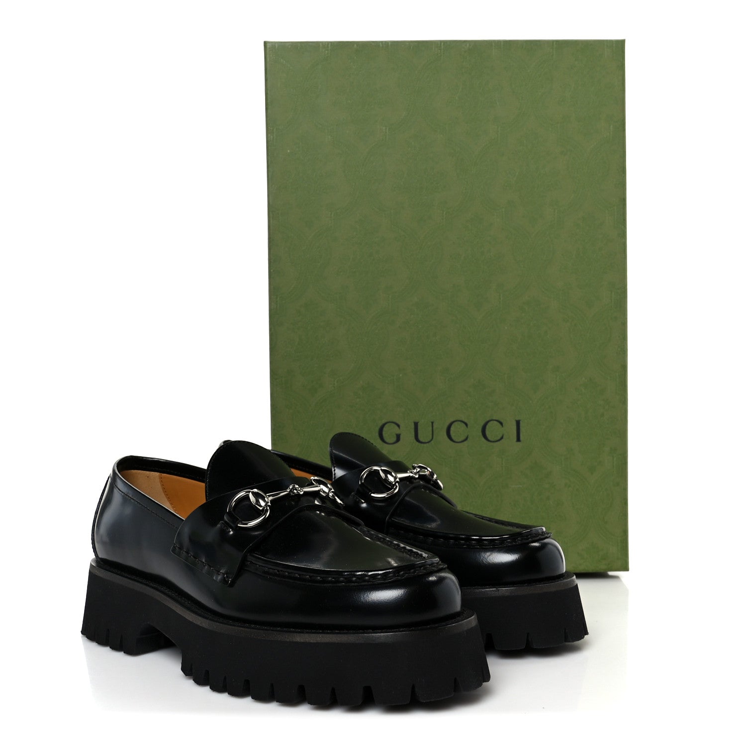 Gucci Cordovan Lux Womens Horsebit 45mm Platform Loafers 38 Black 10 of 10