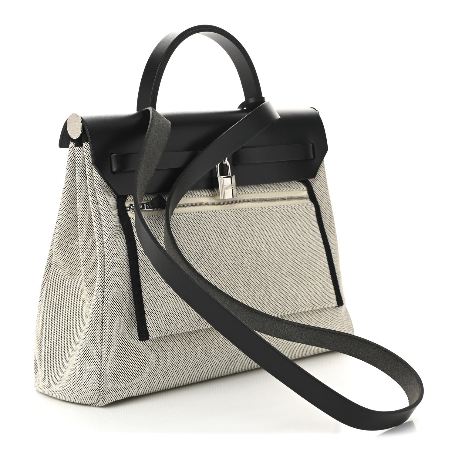Hermes Vache Hunter Toile H Pegase Pop Herbag Zip Retourne 31 PM Bleu Indigo Ecru Black 4 of 11