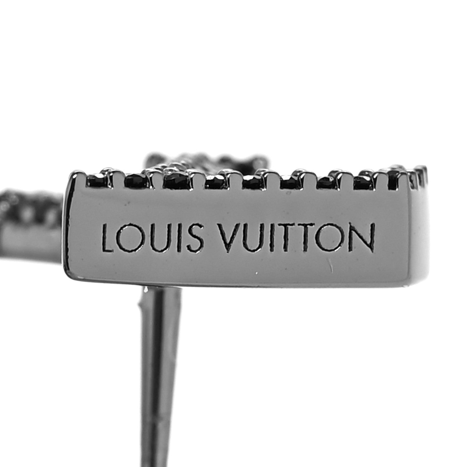 Louis Vuitton Metal Crystal LV Iconic Earrings Black Dore 4 of 5