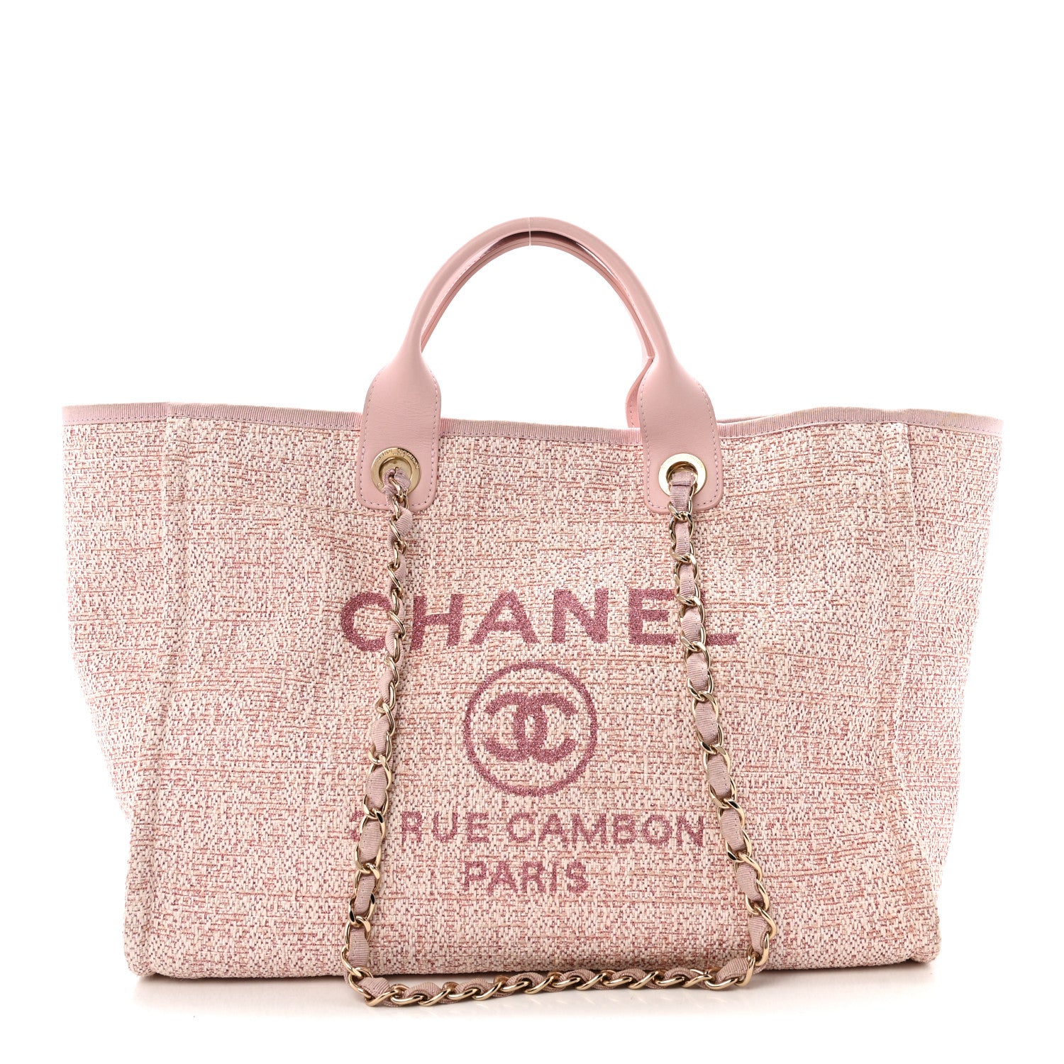 Chanel Lurex Boucle Deauville Medium Tote Pink 1 of 13