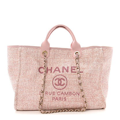 Chanel Lurex Boucle Deauville Medium Tote Pink 1 of 13