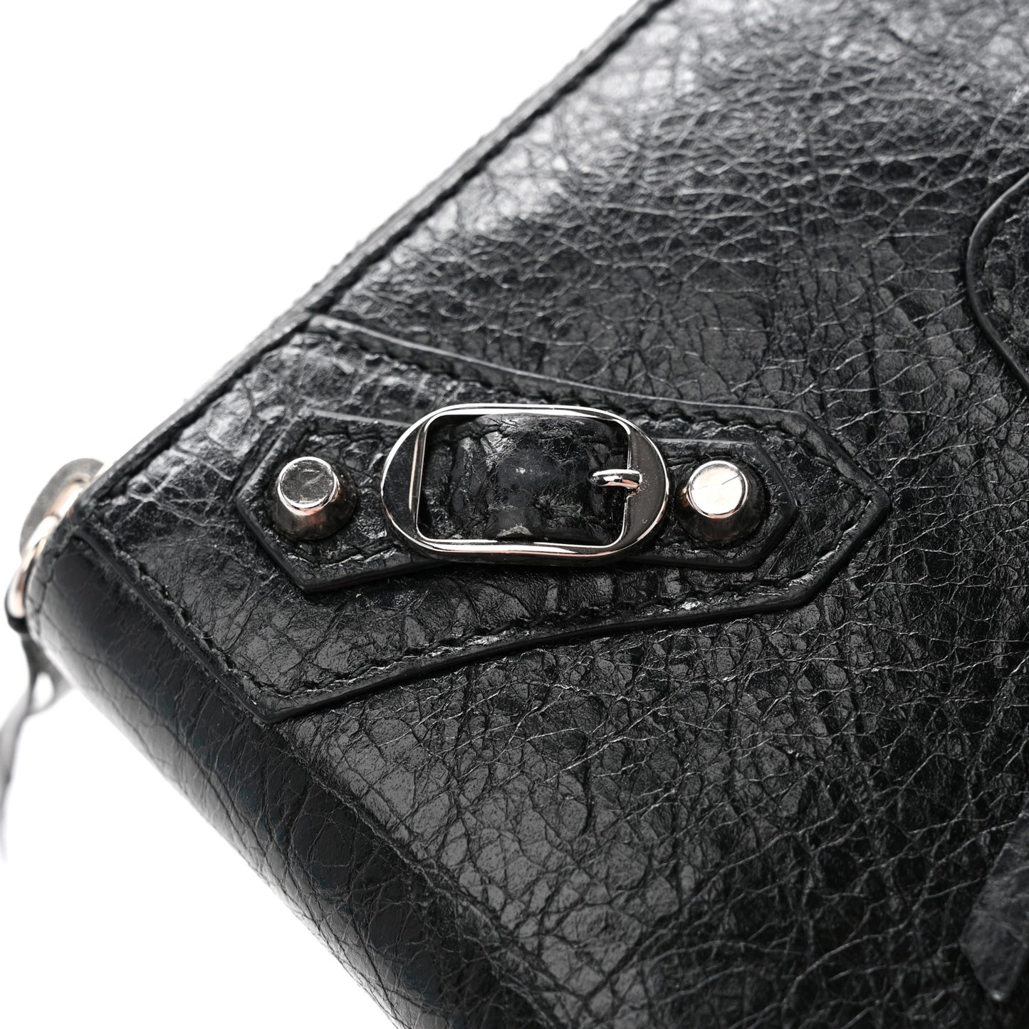 Agneau Classic Silver Hardware Continental Zip Around Wallet Black