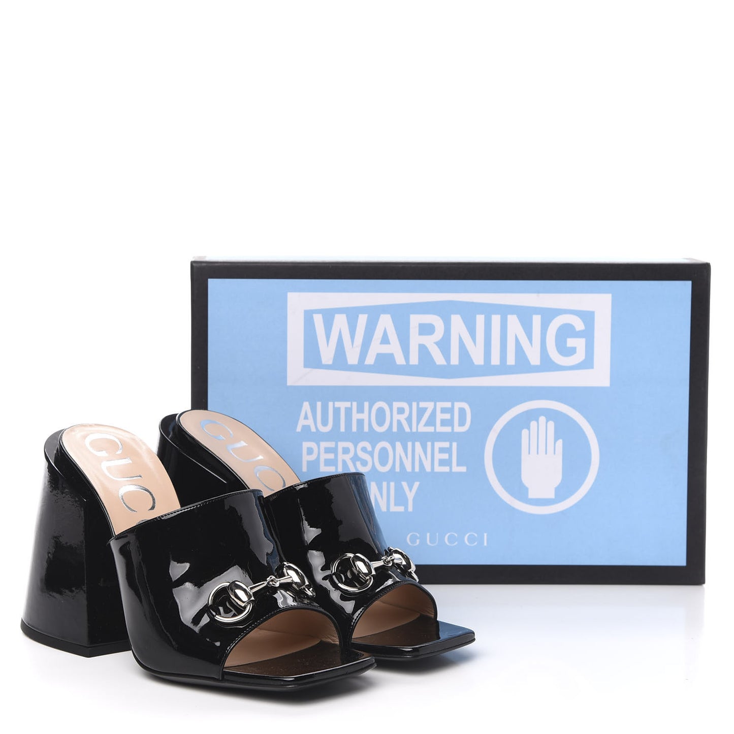 Patent Lexi Horsebit High-Heel Slide Sandals 38 Black