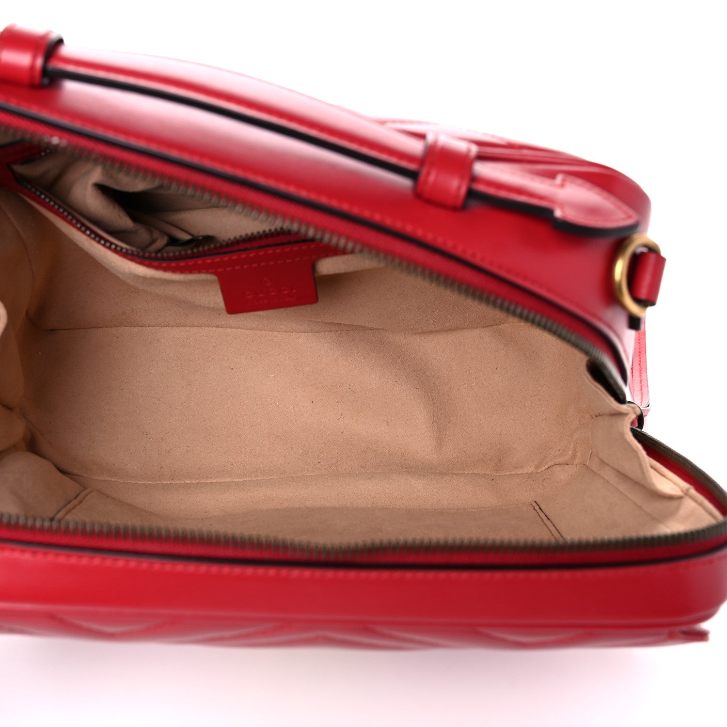 Gucci Calfskin Matelasse Sylvie Web Small GG Marmont Top Handle Shoulder Bag Hibiscus Red 5 of 13
