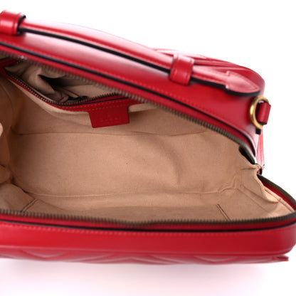 Gucci Calfskin Matelasse Sylvie Web Small GG Marmont Top Handle Shoulder Bag Hibiscus Red 5 of 13