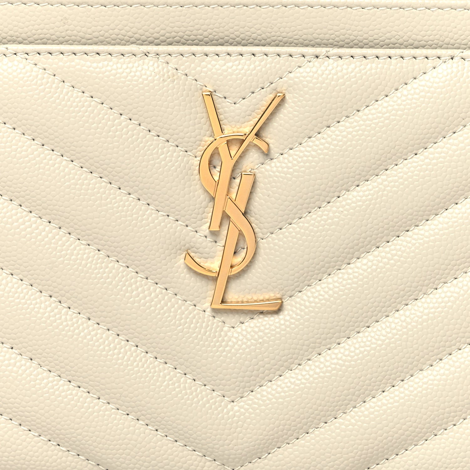 Saint Laurent Grain De Poudre Chevron Monogram Bill Pouch Blanc Vintage 8 of 11