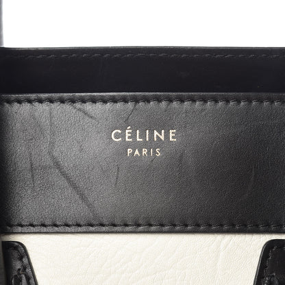 Celine Smooth Calfskin Shrunken Lambskin Mini Bi-Color Luggage Black White 8 of 14