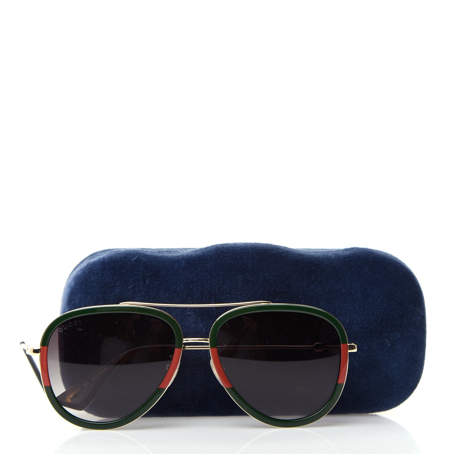Gucci Web Aviator Sunglasses GG0062S Green Red 8 of 8