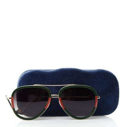 Gucci Web Aviator Sunglasses GG0062S Green Red 8 of 8