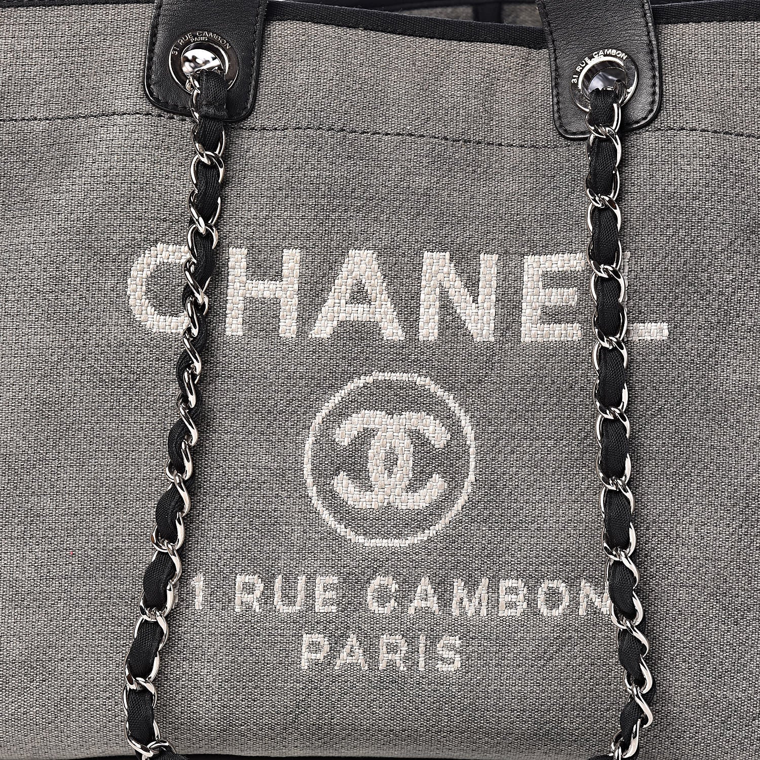 Chanel Canvas Large Deauville Tote Grey 10 of 16