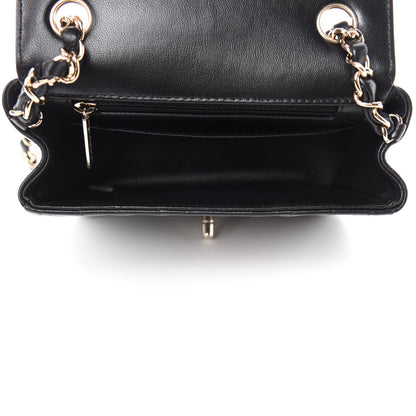 Chanel Lambskin Chevron Quilted Mini Square Flap Black 5 of 11