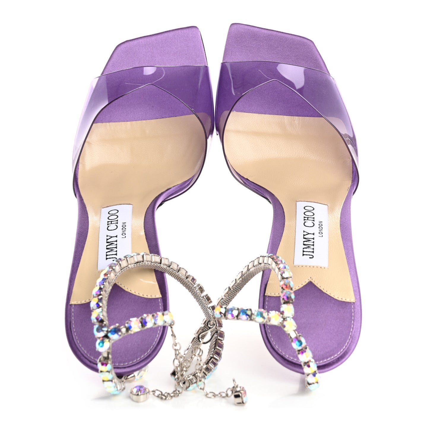 Satin PVC Crystal Saeda 100 Sandals 38 Wisteria