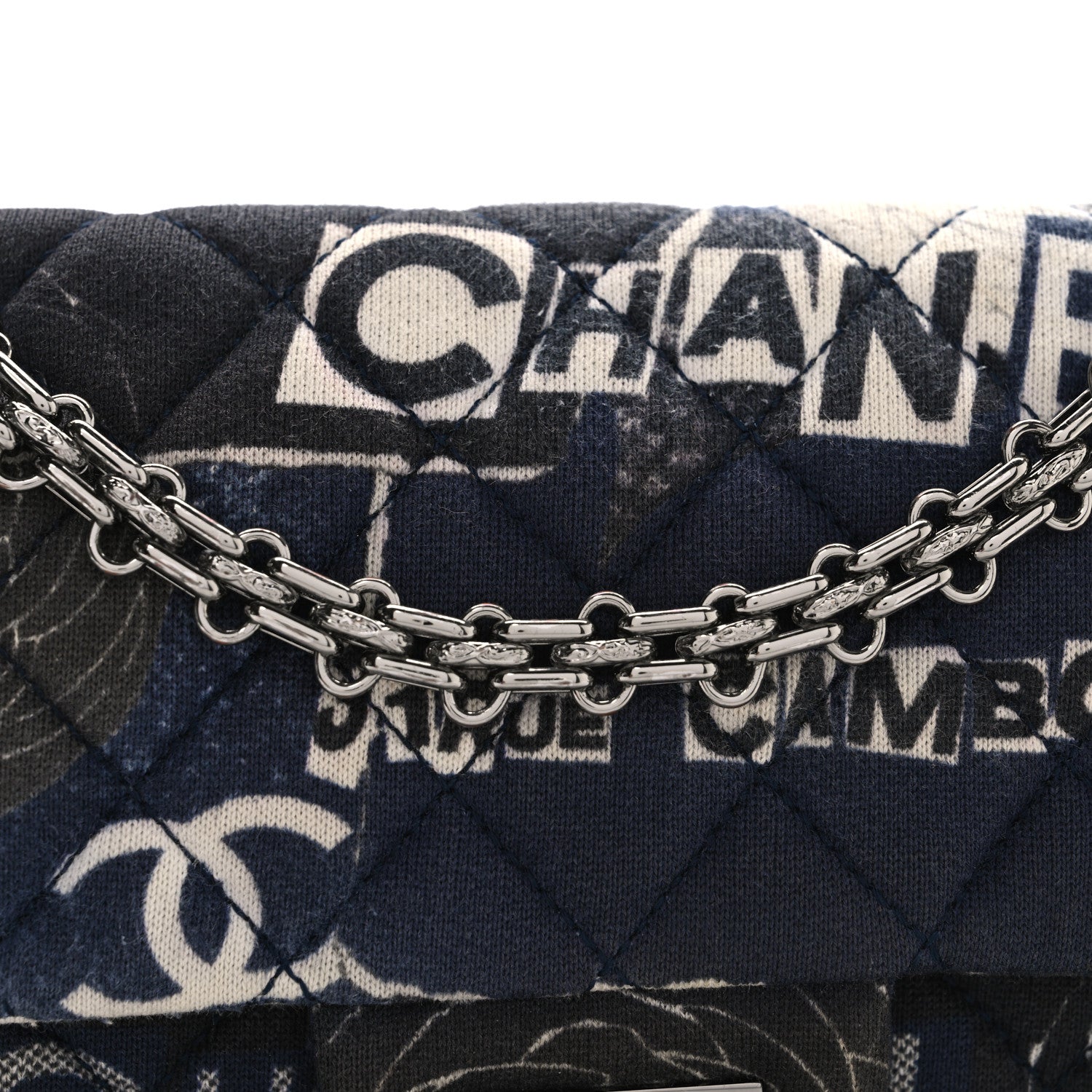 Chanel Jersey Quilted Camellia 2.55 Reissue Mini Flap Black White 8 of 11
