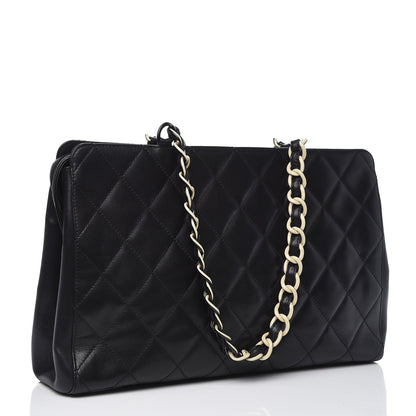 Chanel Lambskin Bekko Chain Large Shoulder Bag Black 3 of 8