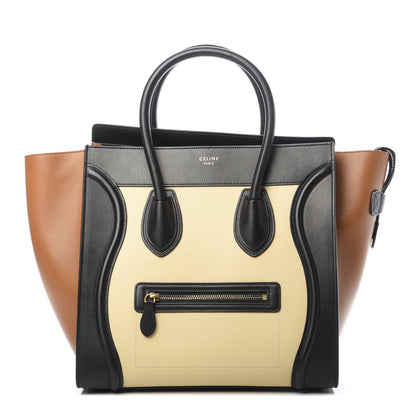 Celine Satin Calfskin Suede Mini Tri-Color Luggage Seashell 1 of 12