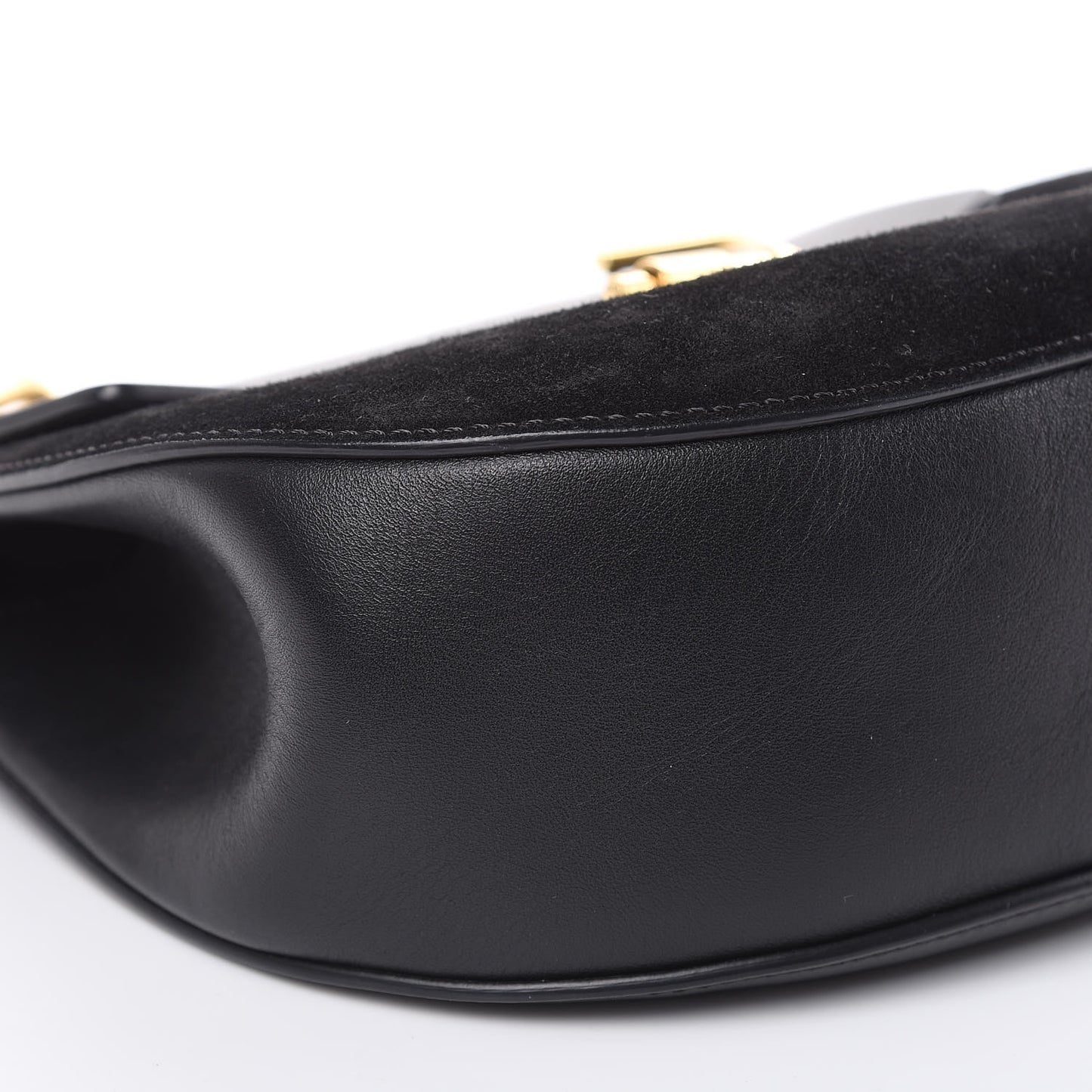 Suede Smooth Calfskin Drew Shoulder Bag Black