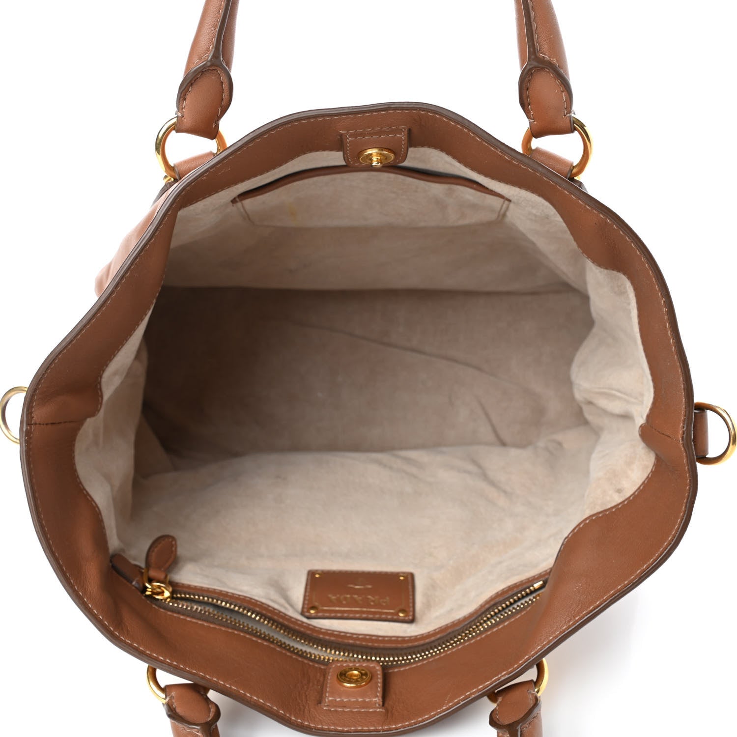 Prada Soft Calf Shopping Tote Cuoio 4 of 4