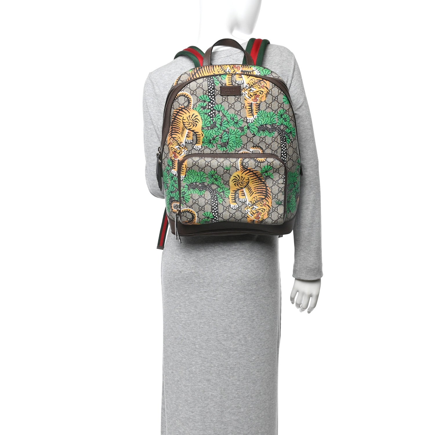 Gucci GG Supreme Monogram Bengal Web Day Backpack Beige Yard 2 of 13