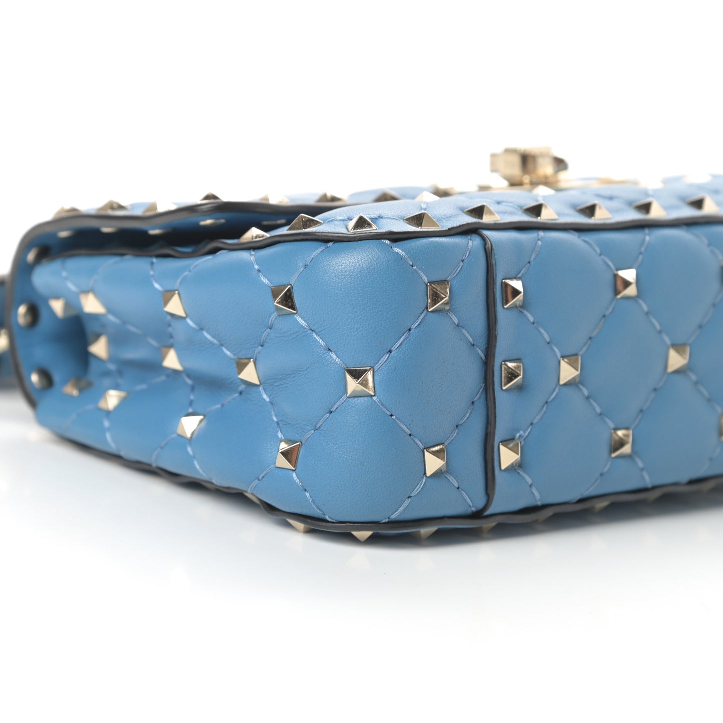Nappa Small Rockstud Spike Shoulder Bag Bluette