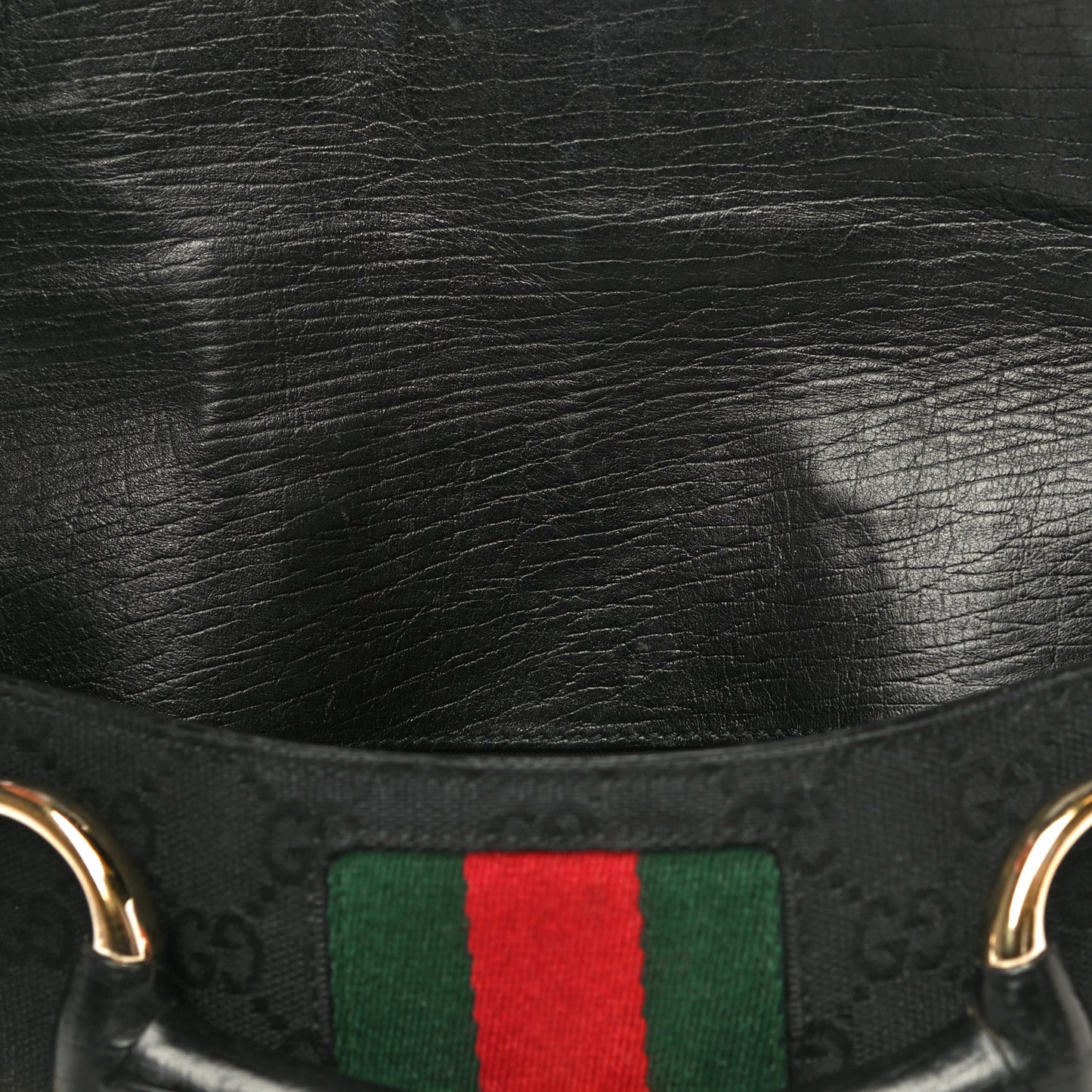 Monogram Web Horsebit Chain Clutch Black
