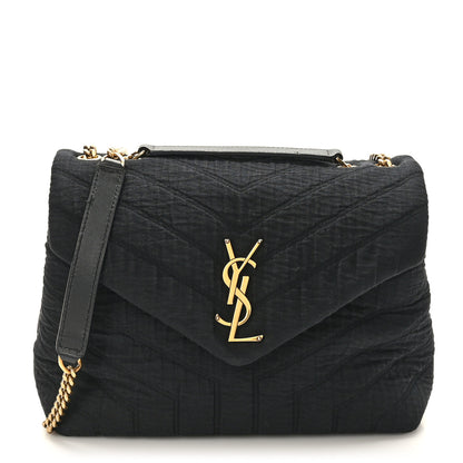 Saint Laurent Fabric Y Quilted Monogram Small Loulou Chain Satchel Black 1 of 10