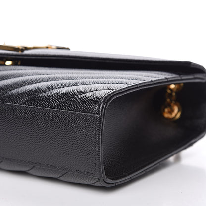 Saint Laurent Grain De Poudre Matelasse Chevron Medium Monogram Satchel Black 9 of 10