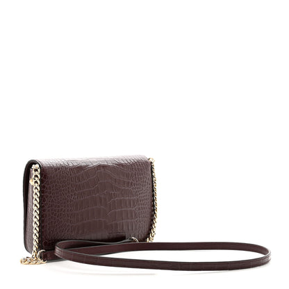 Jimmy Choo Calfskin Crocodile Embossed Palace Wallet On Chain Bordeaux 3 of 11