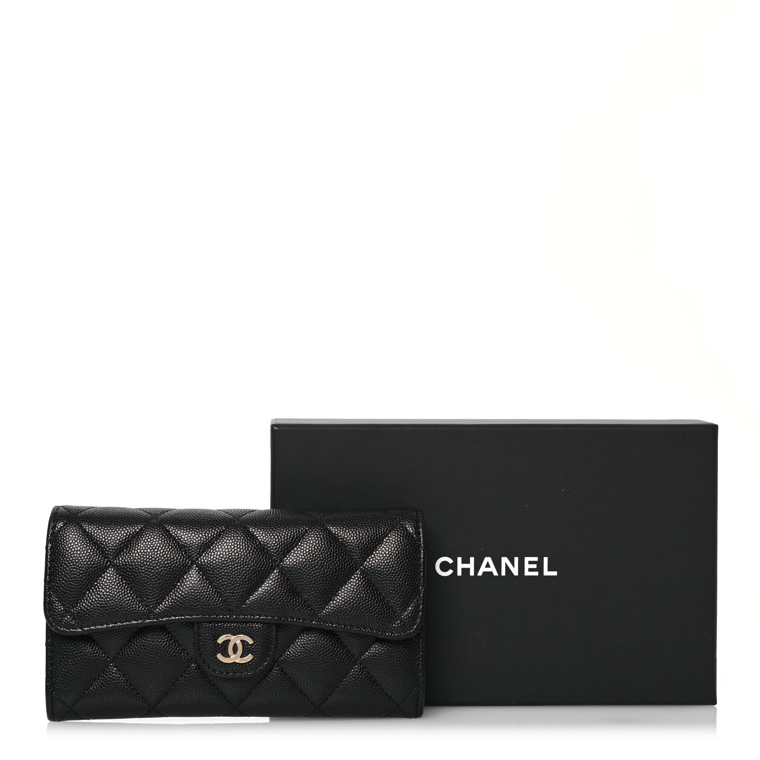 Chanel Caviar Quilted Medium Gusset Flap Wallet Black 15 of 15