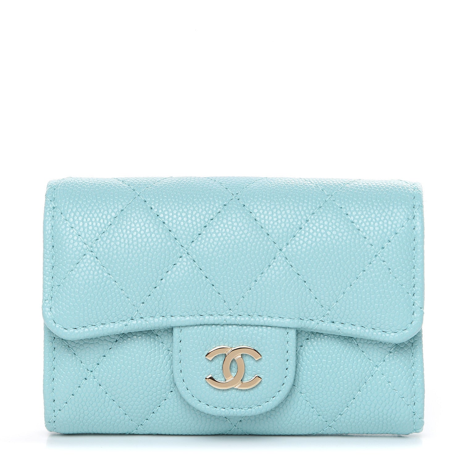 Chanel Iridescent Caviar Quilted Classic 4 Key Holder Wallet Light Blue 1 of 8