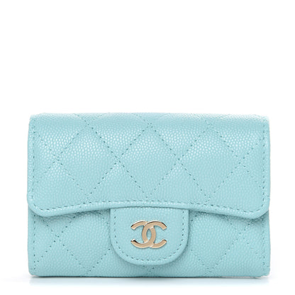 Chanel Iridescent Caviar Quilted Classic 4 Key Holder Wallet Light Blue 1 of 8