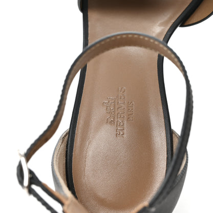Hermes Calfskin Legend Wedge Sandals 38.5 Black 8 of 10
