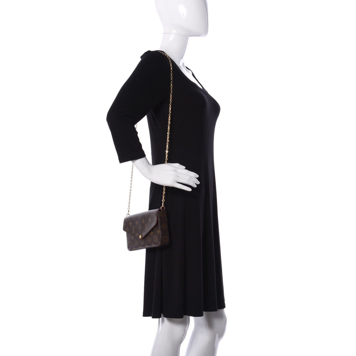 Monogram Pochette Felicie Chain Wallet Fuchsia