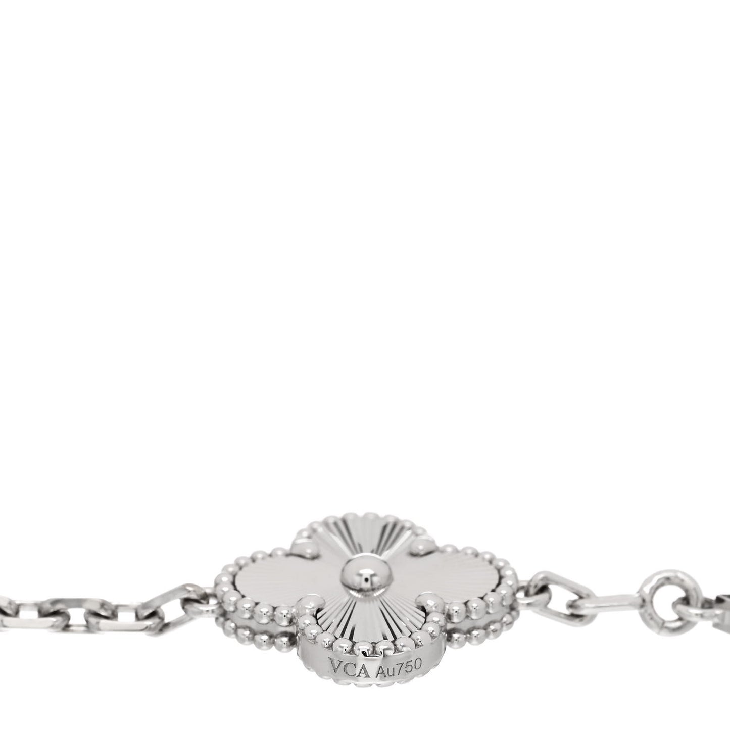 18K White Gold 5 Motifs Guilloche Vintage Alhambra Bracelet