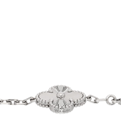 Van Cleef & Arpels 18K White Gold 5 Motifs Guilloche Vintage Alhambra Bracelet 3 of 5