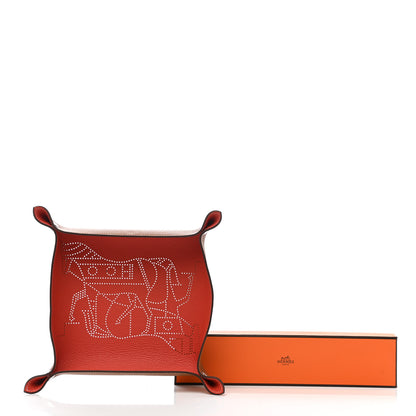 Hermes Taurillon Clemence Mises et Relances Double Horse Change Tray Tuile Fauve 6 of 6