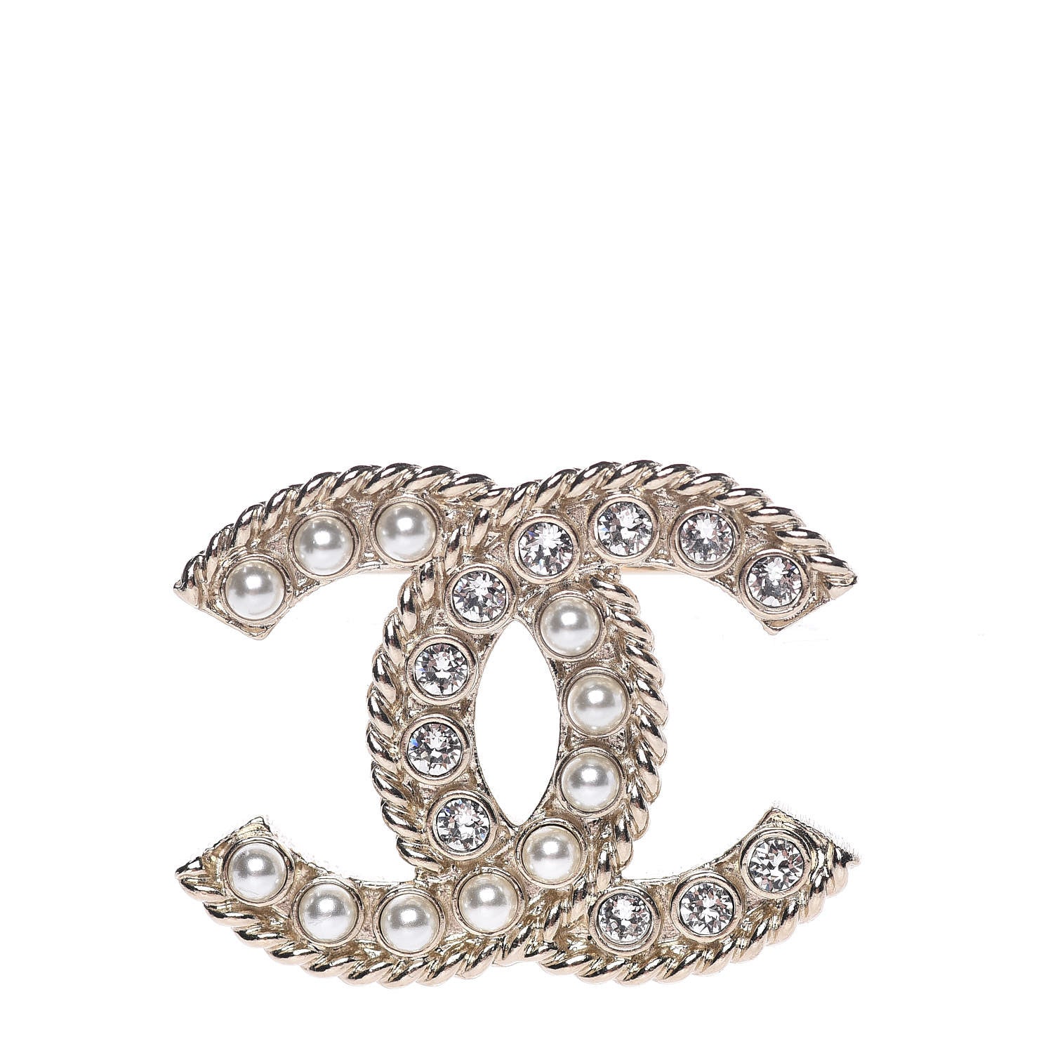 Chanel Pearl Crystal April In Paris CC Brooch Gold 1 of 5