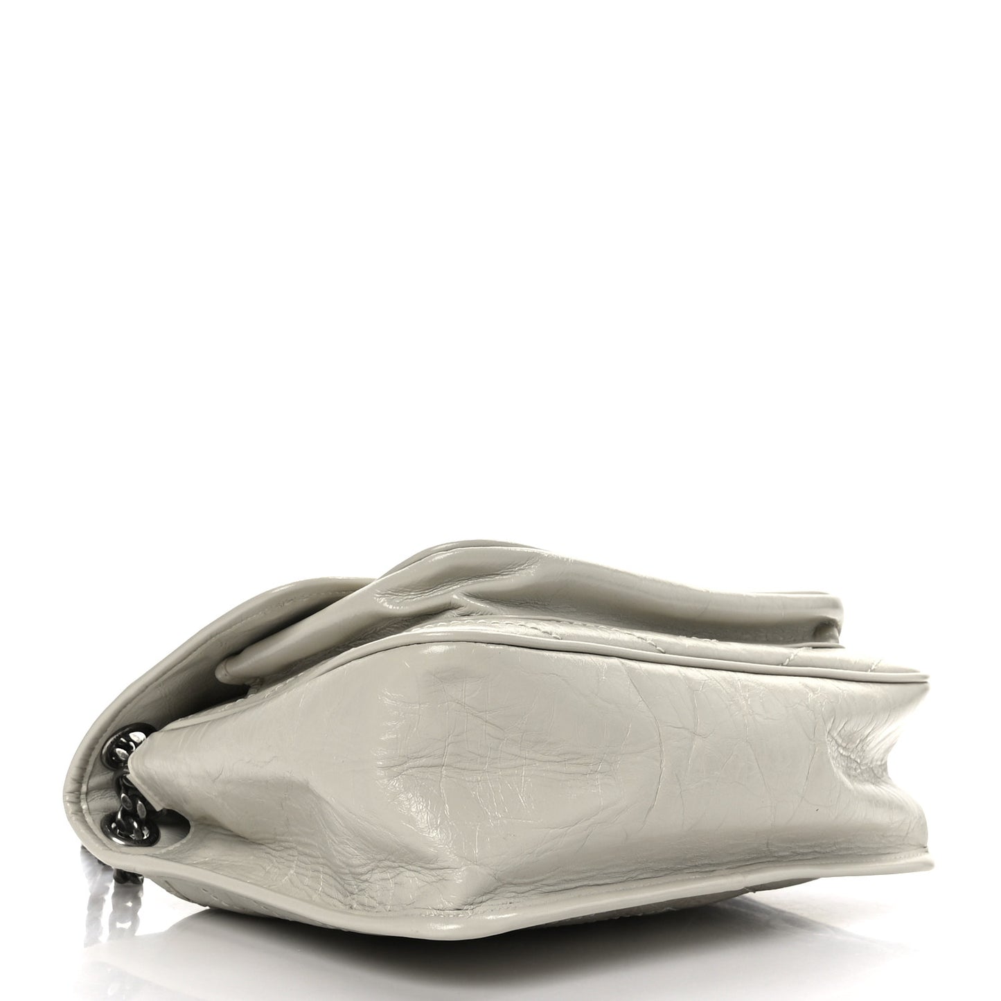 Crinkled Calfskin Matelasse Monogram Medium Niki Chain Satchel Crema Soft
