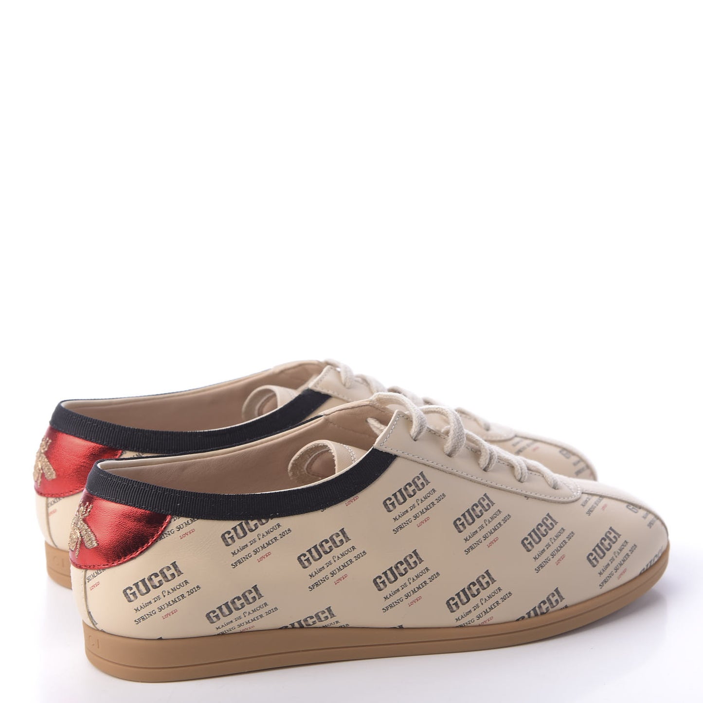 Calfskin Stamp Print Womens Falacer Sneakers 37.5 Soy