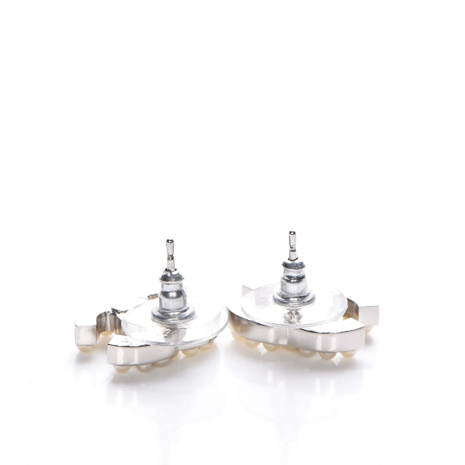 Chanel Pearl CC Earrings Silver 3 of 5