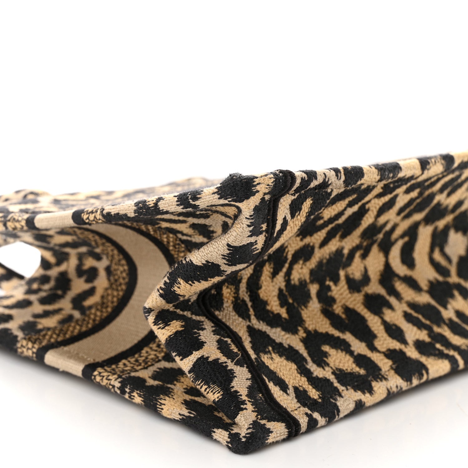 Christian Dior Canvas Mizza Embroidered Small Leopard Book Tote Beige 9 of 10