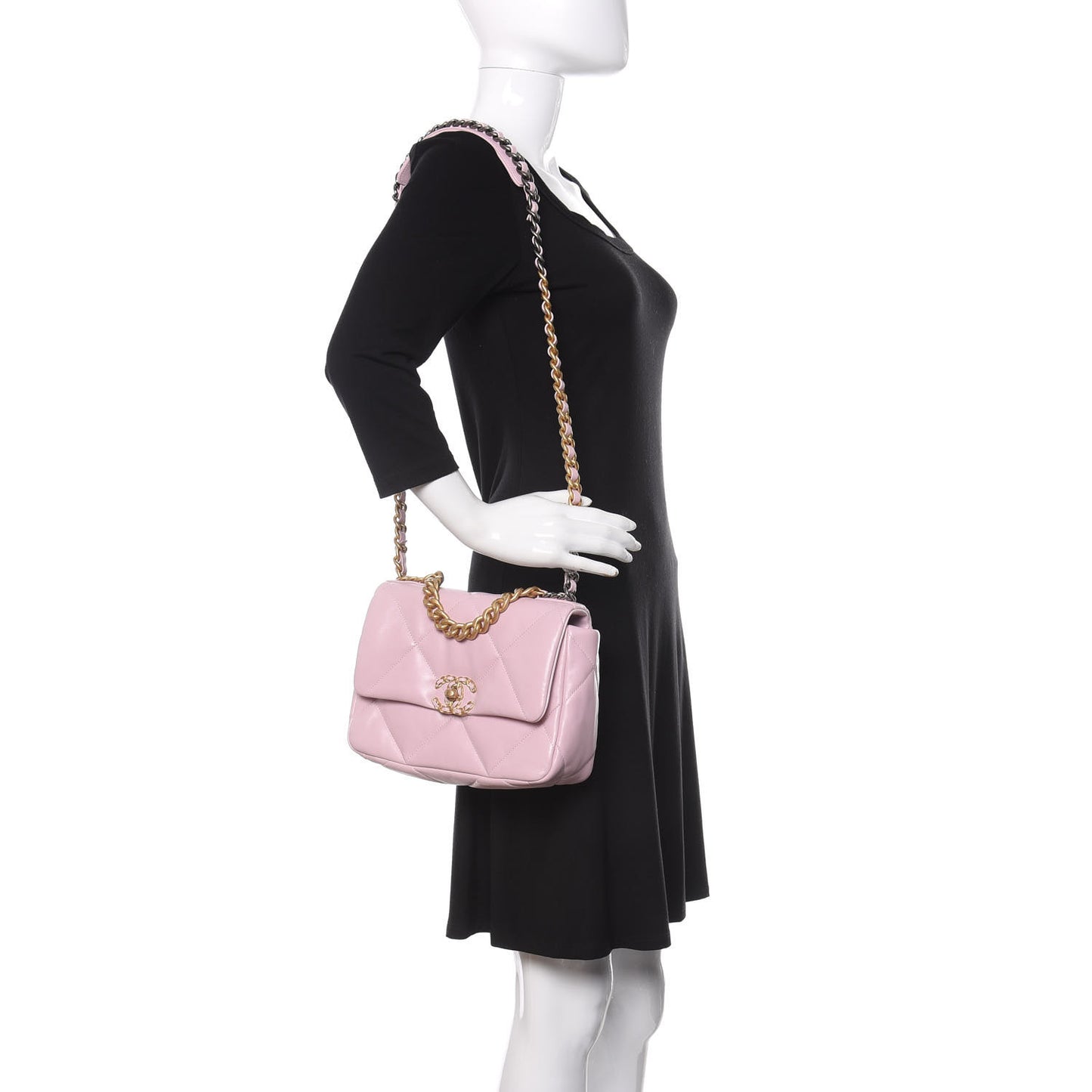 Lambskin Quilted Medium 19 Flap Light Pink