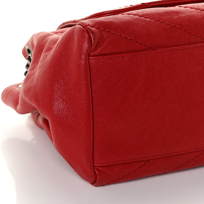 Saint Laurent Pebbled Lambskin Chevron Monogram Small Nolita Red 7 of 10