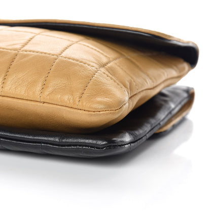 Chanel Lambskin Quilted Double Mademoiselle Flap Beige Black 6 of 12
